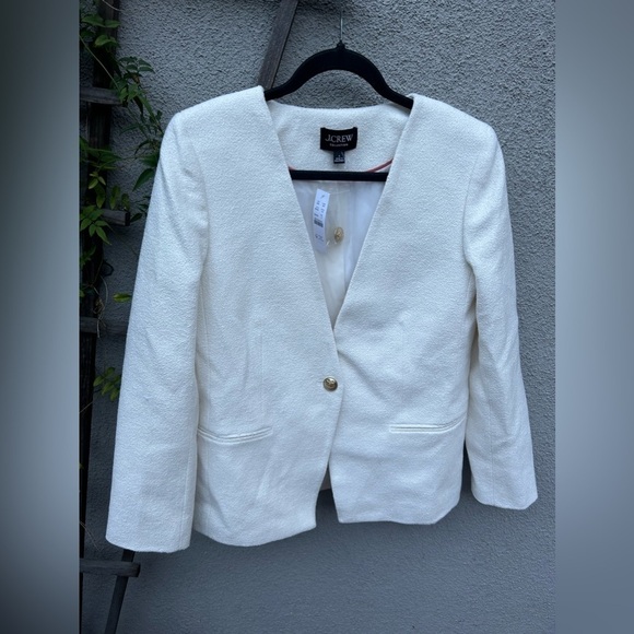 J. Crew Collection Alfie Collarless Blazer Cotton Blend Bouclé New with Tag! - Picture 7 of 11